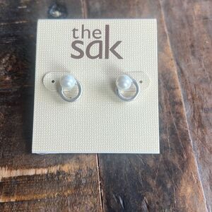 The SAK silver hoop pearl earrings